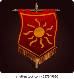 Game icon of knight flag. Vector design for app user interface