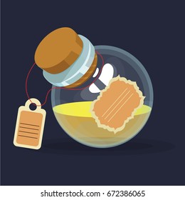 Game icon of magic elixir. Vector design for app user interface. Potion for luck, defence, invisibility, fortitude, magic