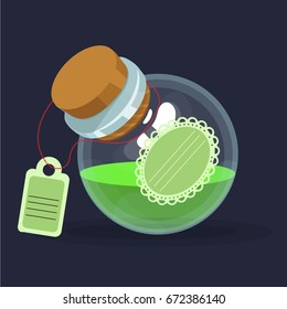 Game icon of magic elixir. Vector design for app user interface. Potion for luck, defence, invisibility, fortitude, magic
