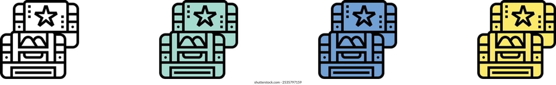 game icon. Outline, Green, Blue and Yellow Style Design Isolated On White Background