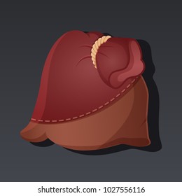 Game icon of pouch in cartoon style. Bright design for app user interface. Bag for magic component, money, crystals, witchcraft, enchantment. Vector illustration for Icons Collection.