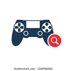 Game icon with research sign. Game icon and explore, find, inspect symbol 