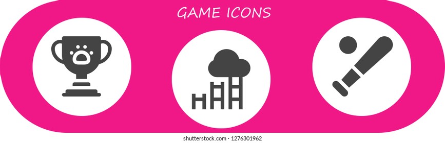  game icon set. 3 filled game icons. Simple modern icons about  - Trophy, Goal, Baseball