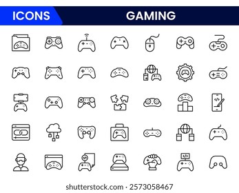 Game icon set. Gaming icon elements containing points and life bars, console, player, chess, multiplayer, casino and mobile game icons.