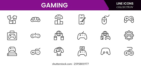 Game icon set. Gaming icon elements containing points and life bars, console, player, chess, multiplayer, casino and mobile game icons.