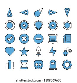 Game Icon Set - Outline Filled Style