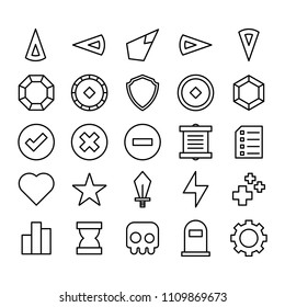 Game Icon Set - Outline Style