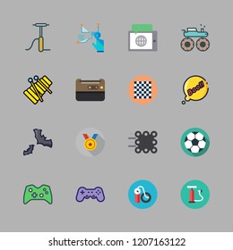 game icon set. vector set about chess board, air pump, game controller and match moving icons set.
