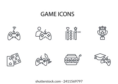 Game icon set.vector.Editable stroke.linear style sign for use web design,logo.Symbol illustration.