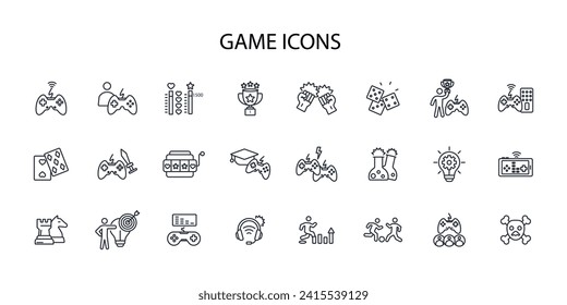 Game icon set.vector.Editable stroke.linear style sign for use web design,logo.Symbol illustration.