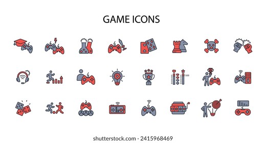 Game icon set.vector.Editable stroke.linear style sign for use web design,logo.Symbol illustration.