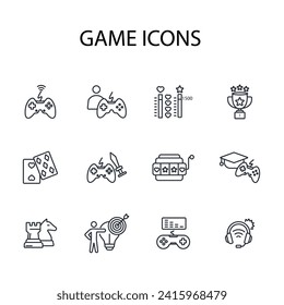 Game icon set.vector.Editable stroke.linear style sign for use web design,logo.Symbol illustration.