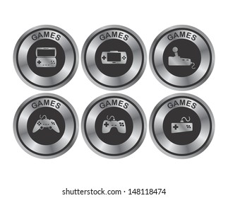 game icon silver metallic button