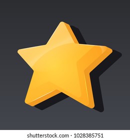Game icon of star with bow in cartoon style. Bright design for app user interface. Sign for victory, achievement, reward or quality. Vector illustration for Icons Collection.