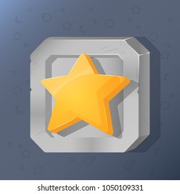 Game icon of star in cartoon style. Bright design for app user interface. Sign for victory, achievement, reward or quality. Vector illustration for Icons Collection.