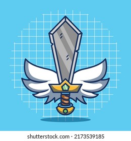 Game icon sword illustration vector in flat cartoon style