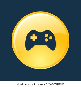 Game icon, game symbol. Flat vector sign isolated on blue background. Simple vector illustration for graphic and web design.
