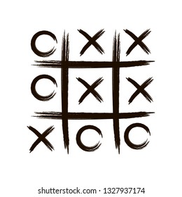 Game icon. Tic tac toe game with cross and circle. Tic tac toe on white background Vector illustration.