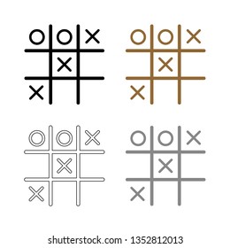 Game icon. Tic tac toe game with cross and circle. Tic tac toe on white background Vector illustration.
