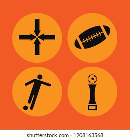 game icon. game vector icons set rugby ball, arrows center, football cup and football player