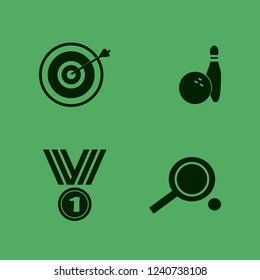 game icon. game vector icons set medal, bowling ball pin, ping pong and target