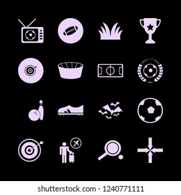 game icon. game vector icons set arrows center, bowling ball pin, bats and football stadium