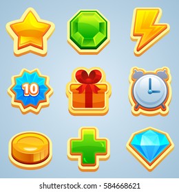 Game icons. Different symbols and icons of game elements. Vector