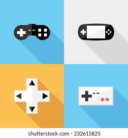 game icons. Flat design style modern vector illustration. Isolated on stylish color background. Flat long shadow icon. Elements in flat design.