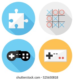 Game icons  . Flat design style modern vector illustration. Isolated on stylish color background. Flat long shadow icon. Elements in flat design.
