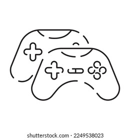 Game icons in modern thin line style. Gaming symbols mobile apps. Simple video game pictograms. computer and controller or console. Portable game device