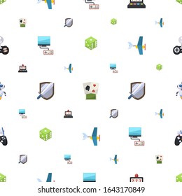 game icons pattern seamless. Included editable flat dice, poker, slot machine, Video games, RPG, Aeromodeling, AI Robot, In-game Advertising icons. game icons for web and mobile.