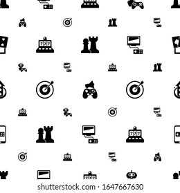 game icons pattern seamless. Included editable filled Strategy game, In-game Advertising, NPC, slot machine, Target, Video games, level up icons. game icons for web and mobile.