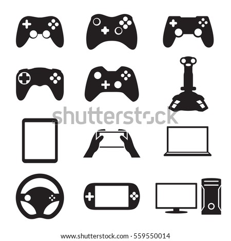Game icons set. Black on a white background