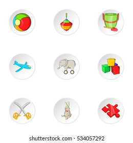 Game icons set. Cartoon illustration of 9 game vector icons for web