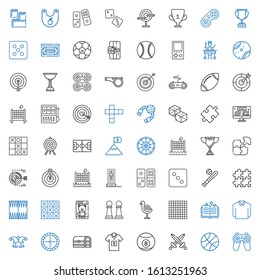 game icons set. Collection of game with gamepad, basketball, swords, billiard, football jersey, chest, roulette, joker, polo, spellbook, tic tac toe. Editable and scalable game icons.