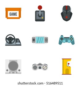 Game icons set. Flat illustration of 9 game vector icons for web