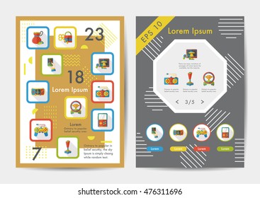 Game icons set with long shadow,eps10
