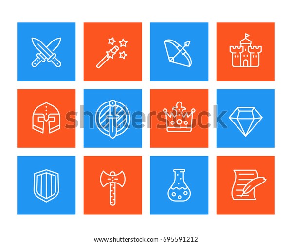 Game Icons Set Swords Magic Wand Stock Vector (Royalty Free) 695591212