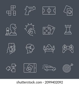juegos iconos set.game pack símbolo elementos vectores para infografía web
