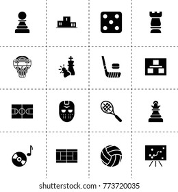 Game icons. vector collection filled game icons. includes symbols such as planning, checkmate, chess, music disc, dice, hockey. use for web, mobile and ui design.