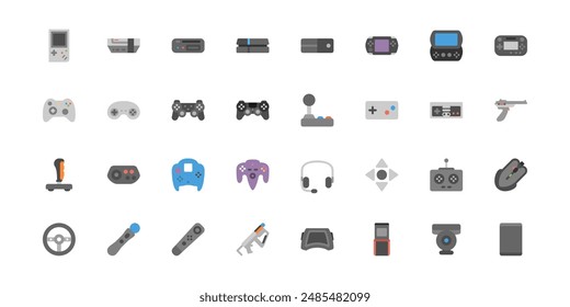 Game icons: vector set of console gaming
