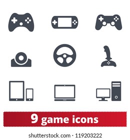 Game icons: vector set of gadget signs