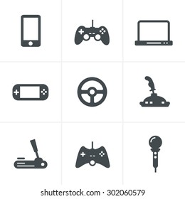 Game icons: vector set of gadget signs
