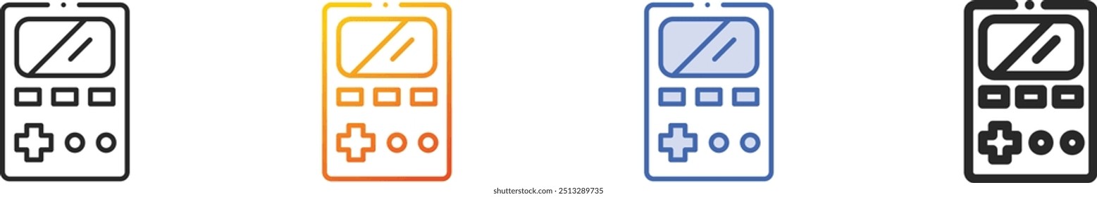 ícone do jogo.Linear fino, gradiente, traço azul e negrito Design Estilo isolado no fundo branco