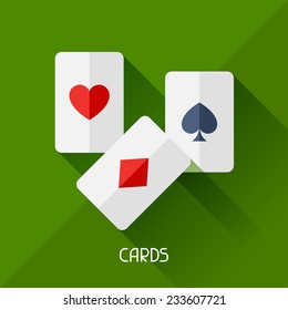 Game illustration with cards in flat design style.