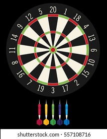 Game illustration with darts in flat design style.