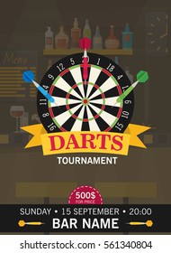 Game illustration with darts in flat design style.