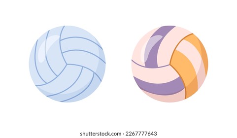 Game inflatable ball for sports exercises or physical activities. Isolated volleyball equipment, summer hobby and professional training. Vector in flat style