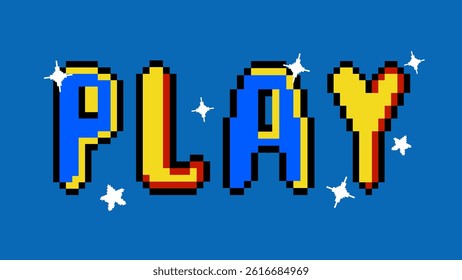 Game inscription in pixel art style. Retro gaming aesthetic.