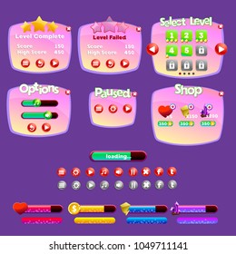 Game interface (buttons, progress bar, resource icon)